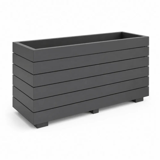 Jardinière rectangulaire de jardin polypropylène structure à lames empilées gris anthracite 80 cm 30 cm 40 cm