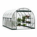 Serre de jardin tunnel polycarbonate acier galvanisé étagères portes enroulables vert transparent 300 x 200 x 200 cm