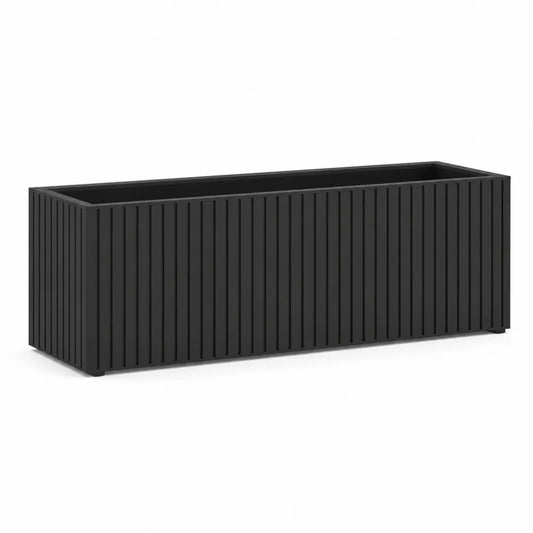Jardinière rectangulaire de jardin polypropylène structure à lames verticales noir anthracite 100 cm 30 cm 40 cm