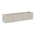 Jardinière rectangulaire longue en polypropylène effet rotin blanc cassé 120 cm x 30 cm x 28 cm