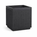 Jardinière de jardin carrée polypropylène structure à rainures verticales noir anthracite 35 cm 35 cm 35 cm