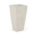 Jardinière haute carrée conique fibre de ciment effet pierre beige 45 cm 45 cm 85 cm pot de fleurs extérieur structure rigide