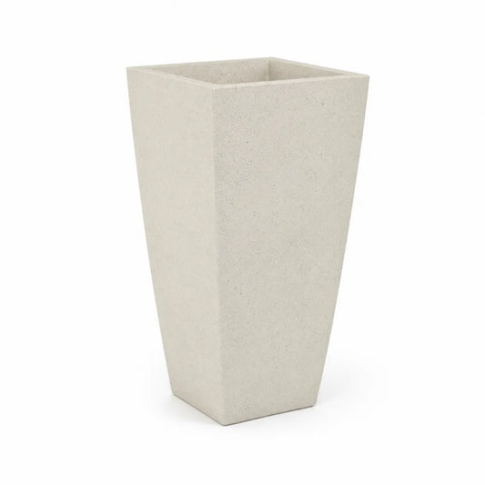 Jardinière haute carrée conique fibre de ciment effet pierre beige 45 cm 45 cm 85 cm pot de fleurs extérieur structure rigide