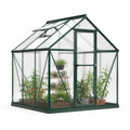 Serre de jardin rectangulaire en polycarbonate transparent avec structure en acier peint vert porte battante lucarne de toit 250 cm x 190 cm x 195 cm